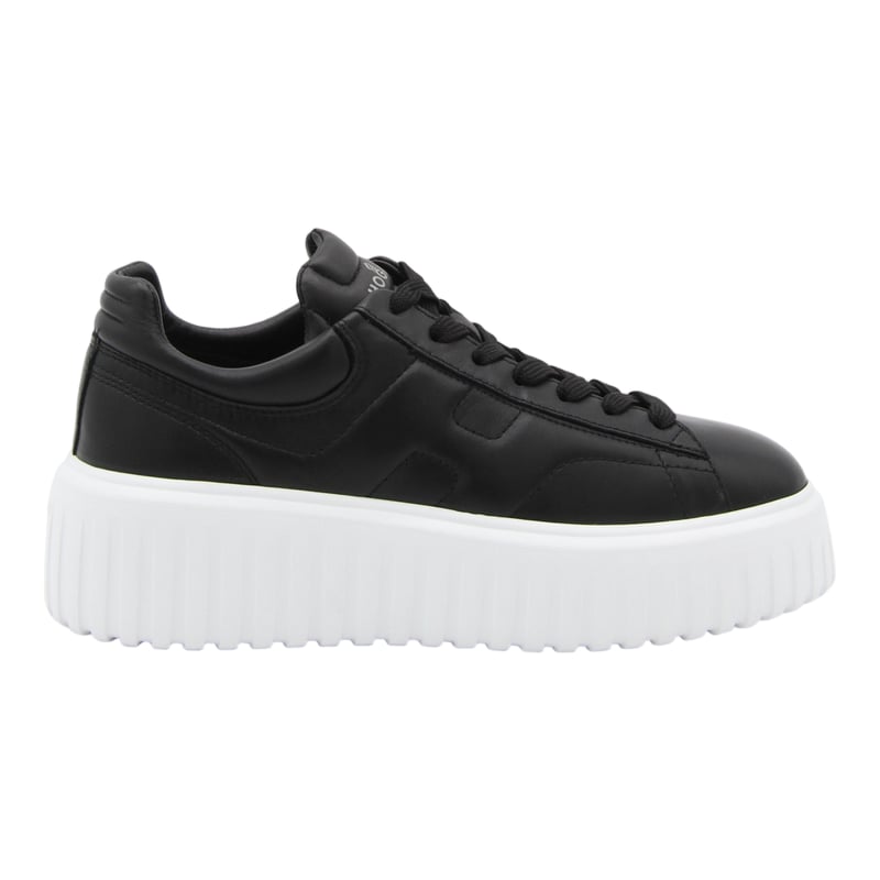 Chunky Black Sneakers with Panel Detailing