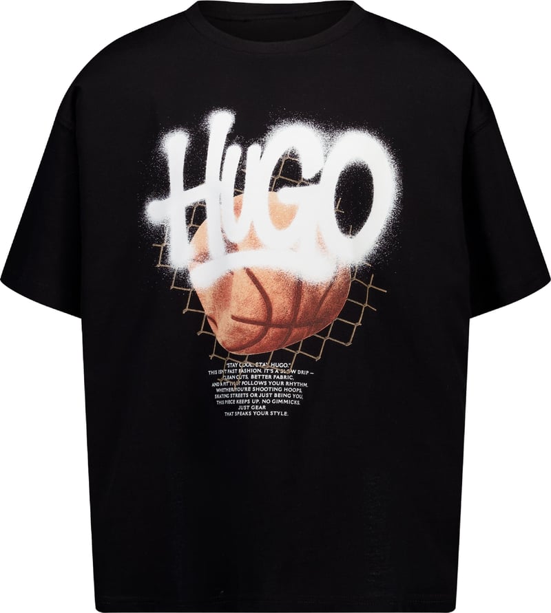 HUGO Kinder Jongens T-Shirt In Zwart