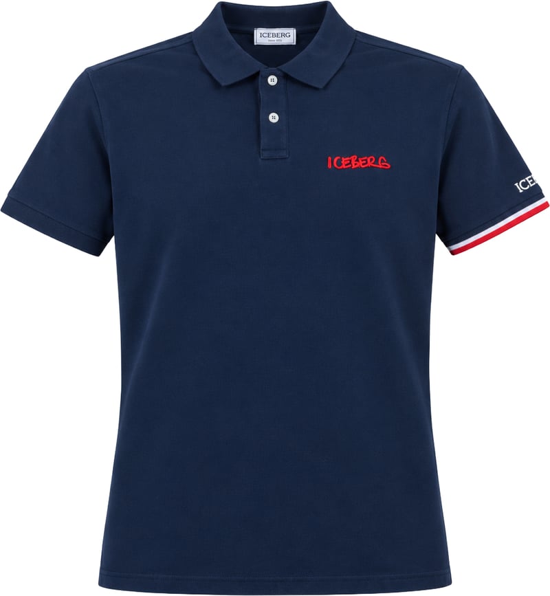 Iceberg Blue Cotton Men Polo Shirt