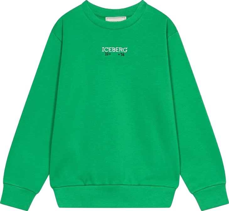 Boys' lettuce-green crew-neck sweatshirt with Iceberg logo
