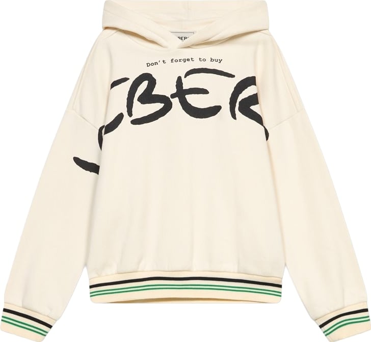 Boys' cream hoodie with maxi logo