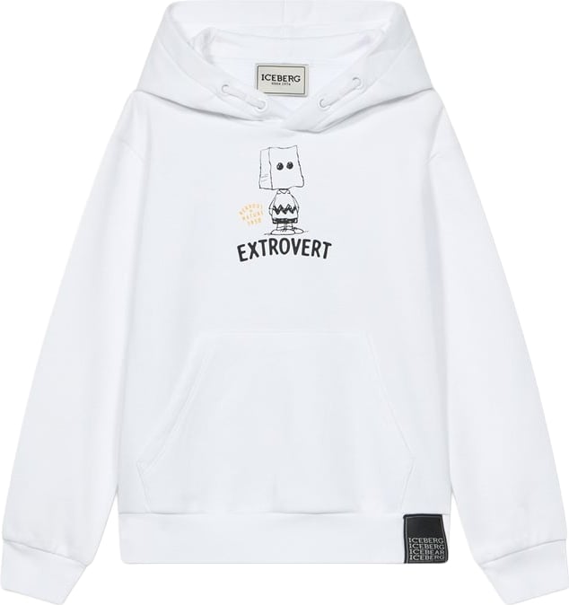 Boys' white hoodie with Extrovert graphic