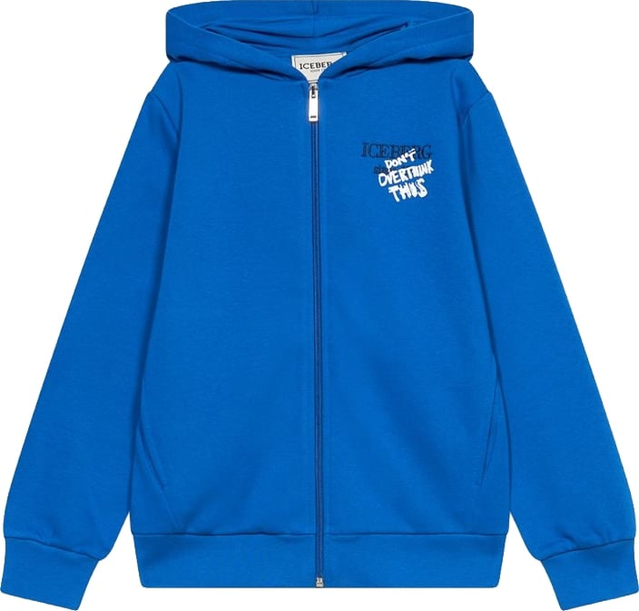 Boys' blue zip-up hoodie with Iceberg logo