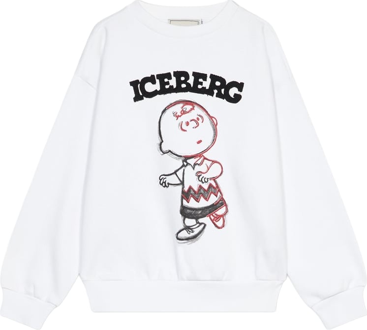 Boys' white crew-neck sweatshirt with Charlie Brown graphic