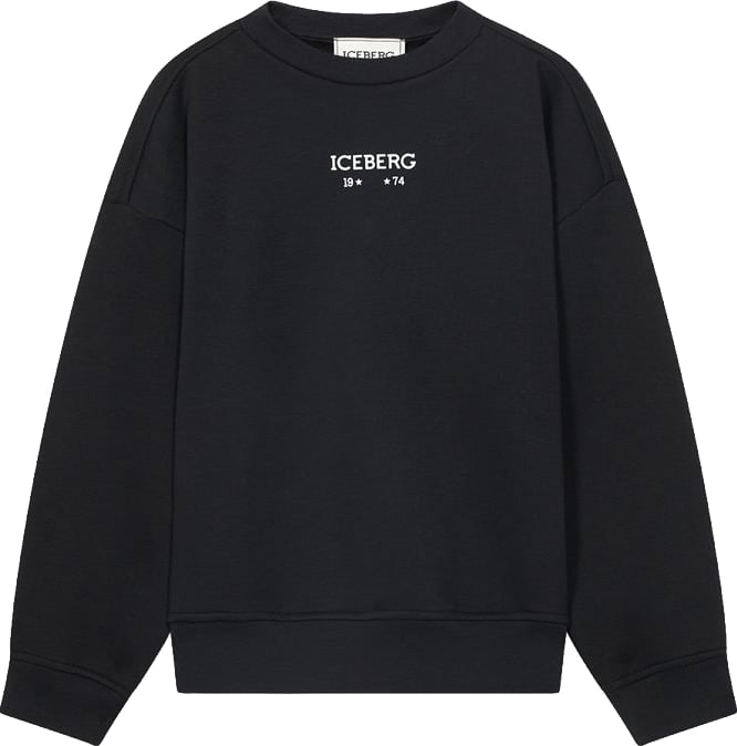 Boys' black crew-neck sweatshirt with Iceberg logo