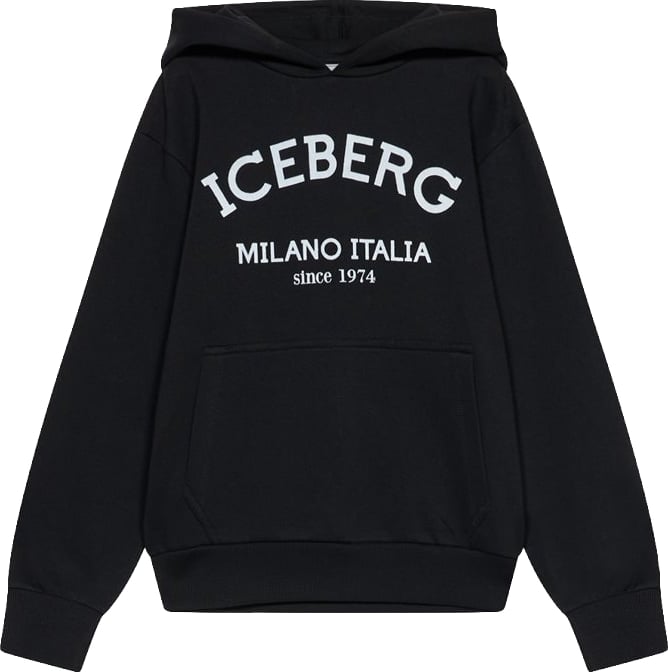 Boys' black hoodie with Iceberg logo