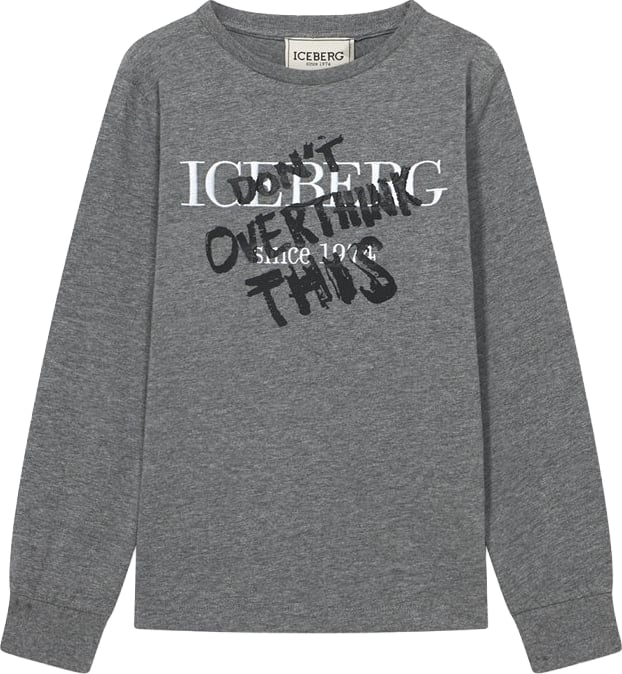 Boys' grey long-sleeved T-shirt with lettering graphic