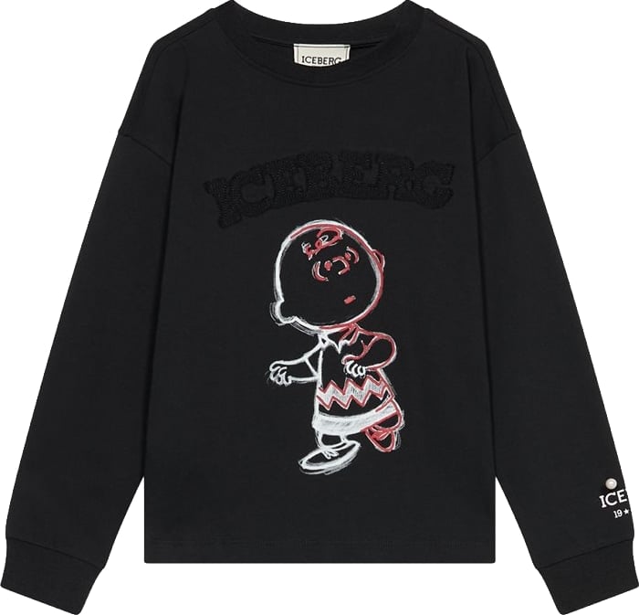 Boys' black long-sleeved T-shirt with Charlie Brown