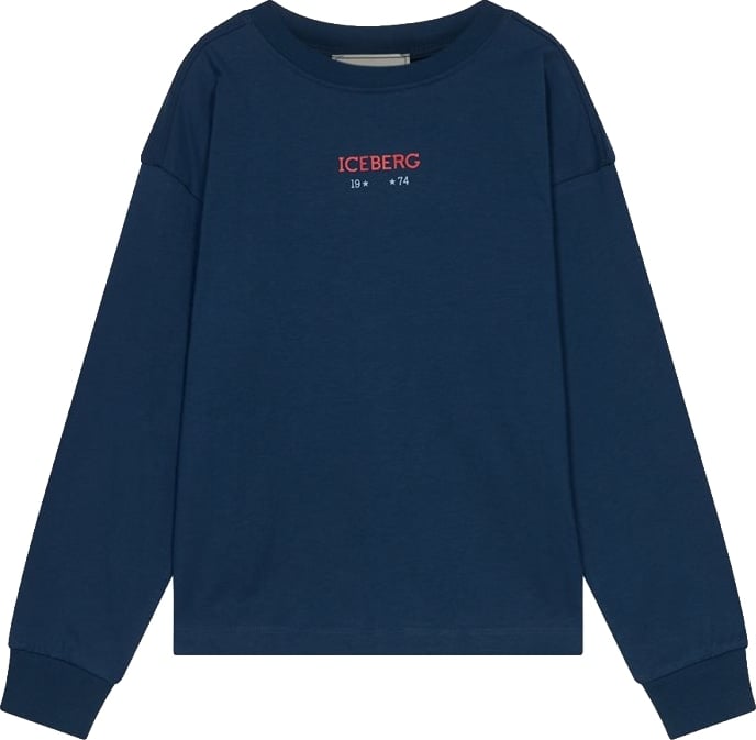 Boys' navy blue long-sleeved T-shirt with Iceberg logo