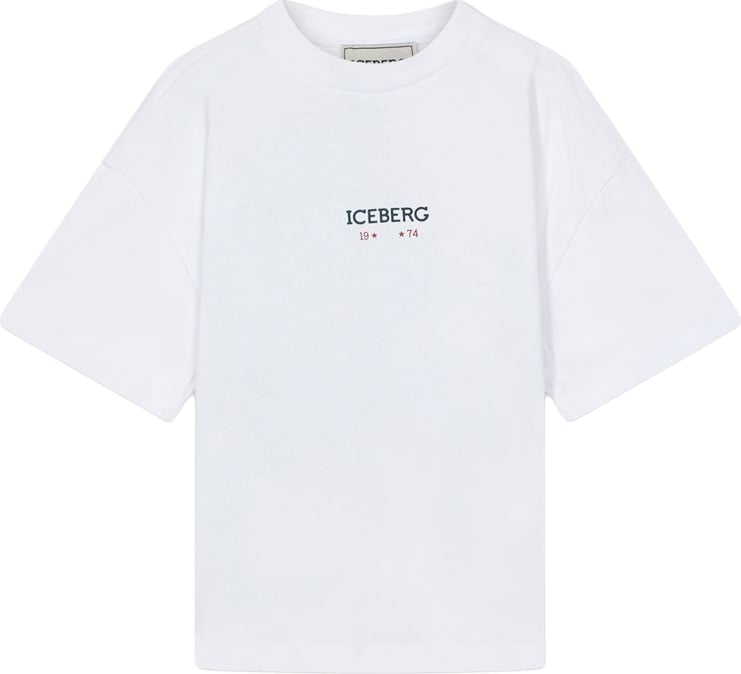 Boys' white T-shirt with Iceberg logo