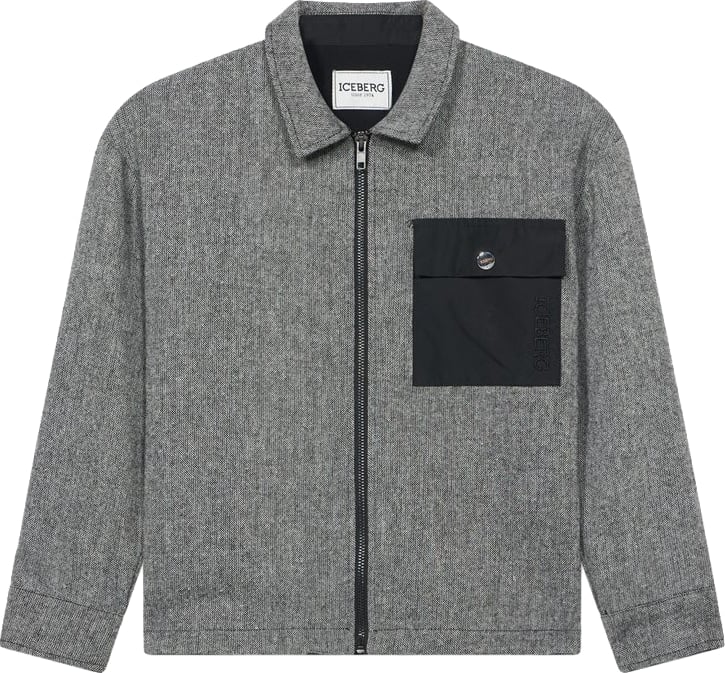 Boys' grey shirt jacket in salt-and-pepper fabric