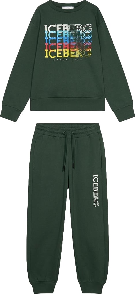 Boys' dark green sweatshirt and trousers tracksuit set