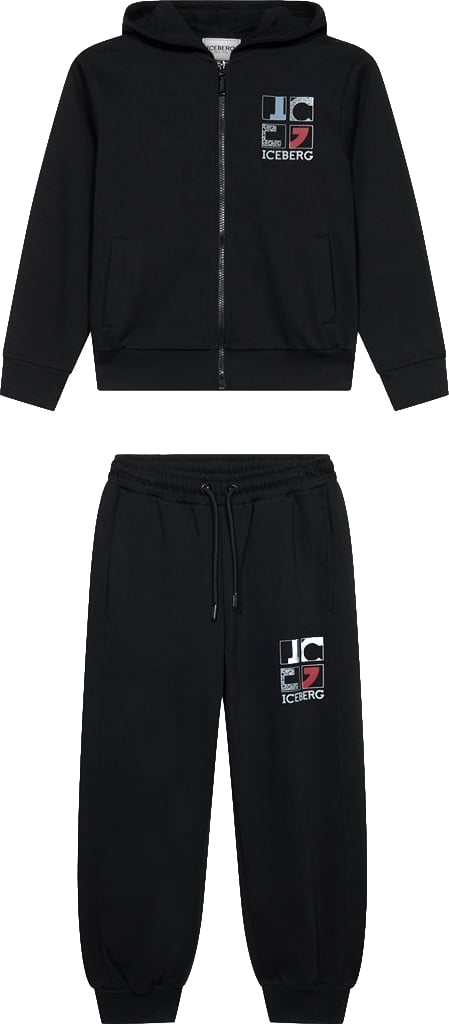 Boys' black tracksuit set with hoodie and trousers