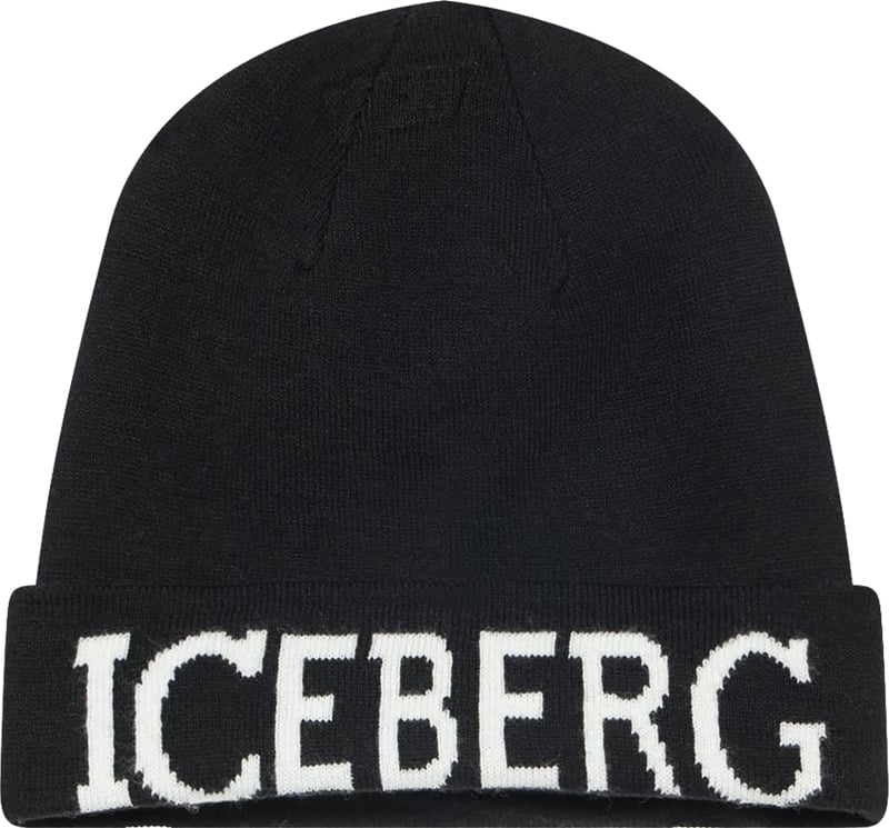 Boys' black beanie with Iceberg logo