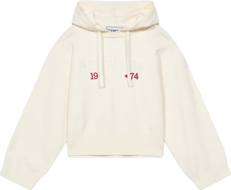 Girls' cream cropped hoodie
