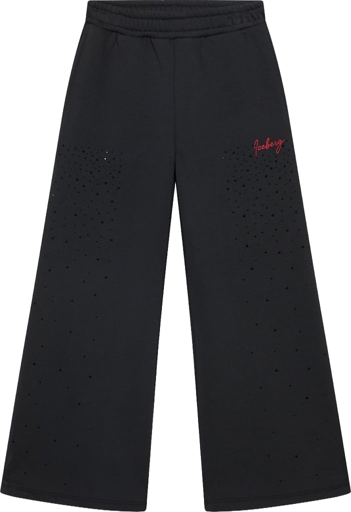 Girls' black wide-leg trousers with micro embellishments