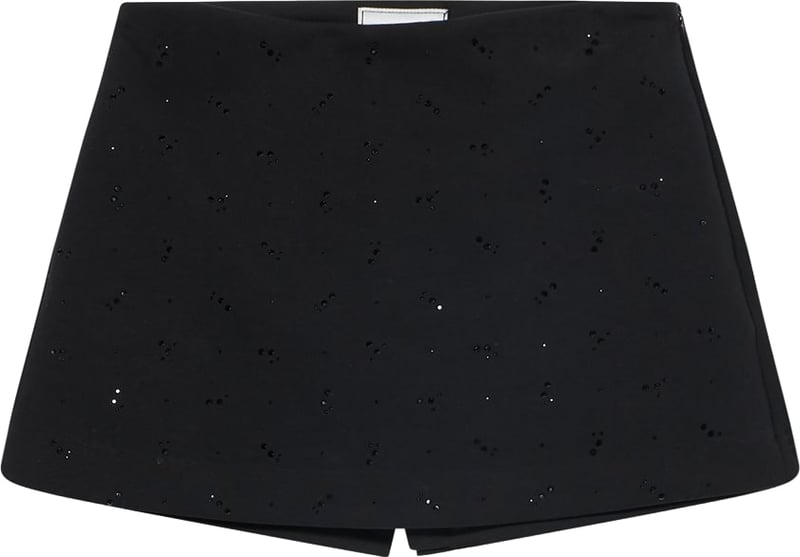 Girls' black Bermuda shorts with micro embellishments