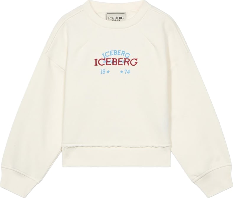 Girls' cream crew-neck sweatshirt with Iceberg logo