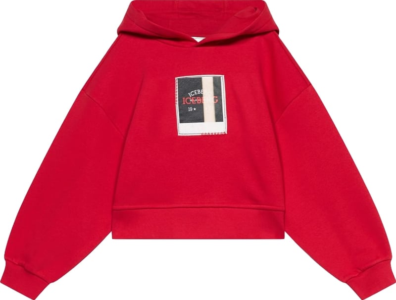 Girls' red hoodie with photographic print