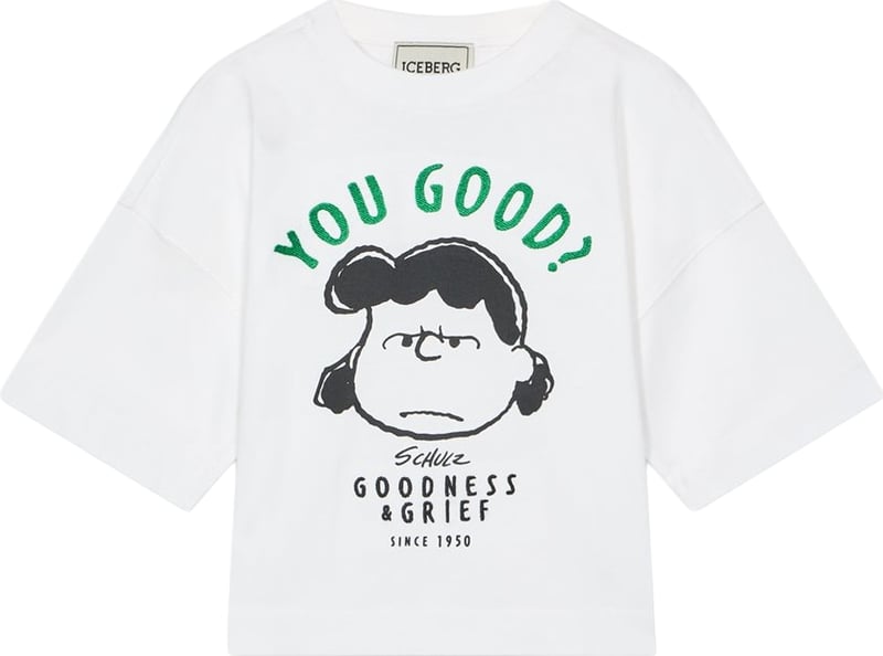Girls' white T-shirt with Lucy graphic