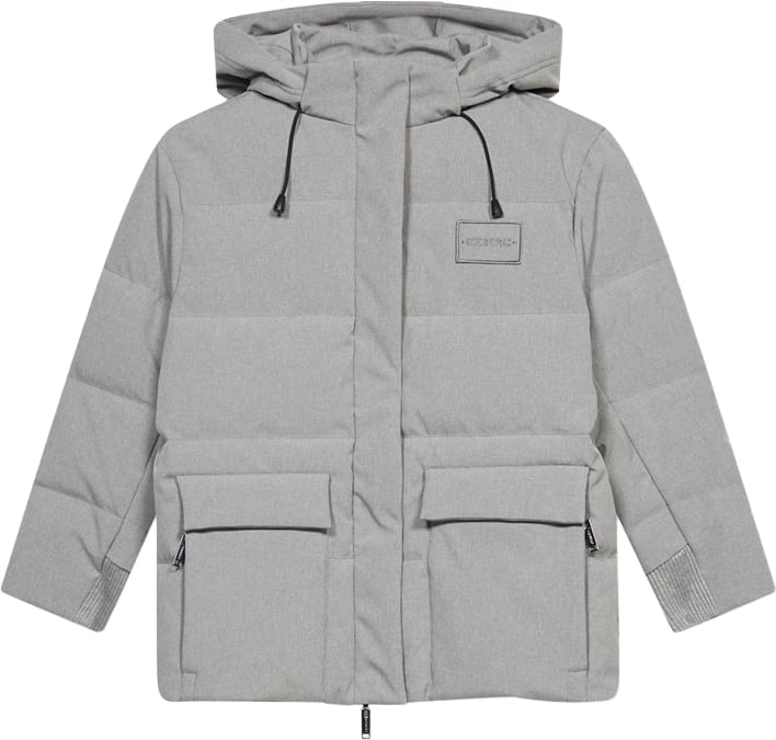 Girls' grey padded hooded jacket