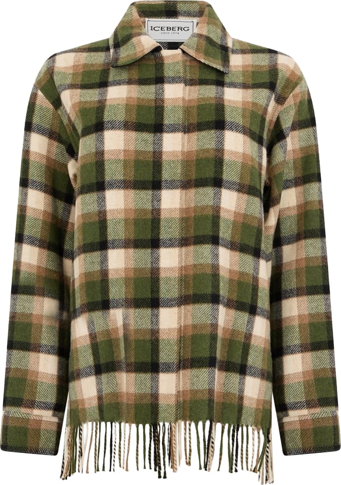 Shirt jacket with check pattern Check fondo Green Brown