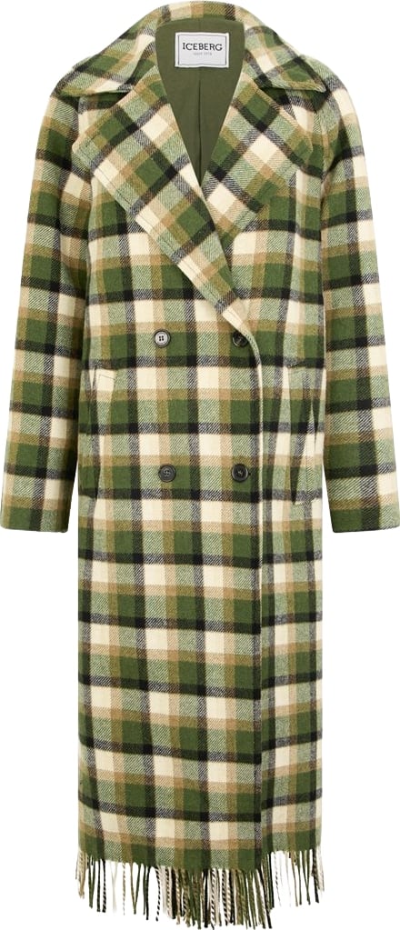 Coat in cotton confort fit with check pattern and gros-grain trim Check f.do Green Brown