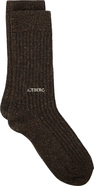 Socks in lana with embroidery Chocolate Brown