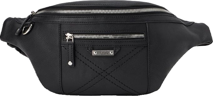 Belt bag in leather with placchetta logo detail and logo detail Black