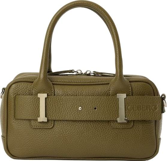 Bag in leather dollaro with belt staccabile and detail metallo kaki