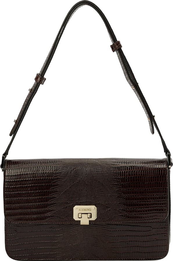 Bag tote in leather Horus with logo detail Brown
