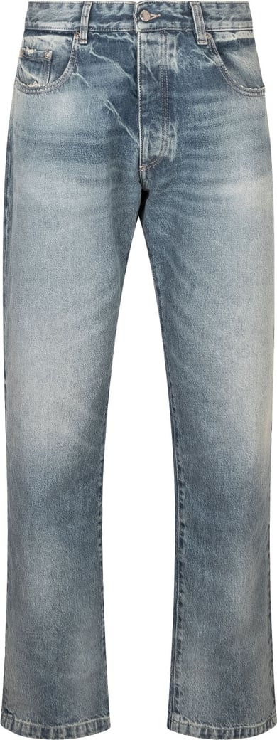 Jeans a Gamba Dritta con Lavaggio Sfumato