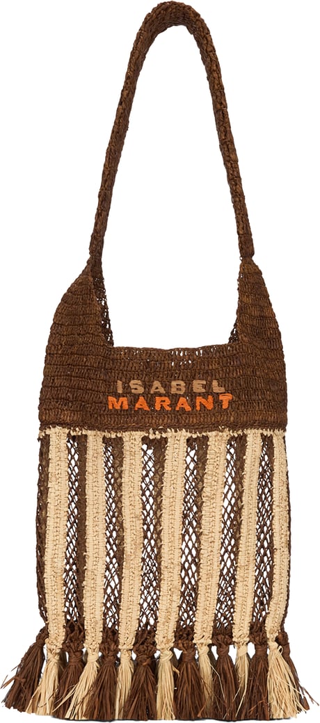 Raffia tote bag with fringes