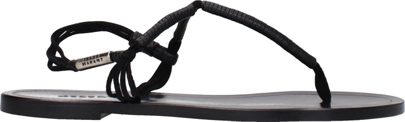 Isabel Marant Black Leather Flip-Flop Sandals