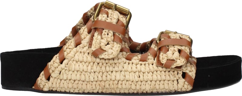 Isabel Marant Beige Raffia Slippers