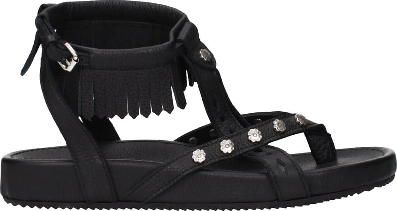 Isabel Marant Black Leather Flat Sandals