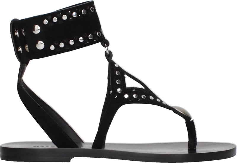 Isabel Marant Black Leather Flip-Flop Sandals