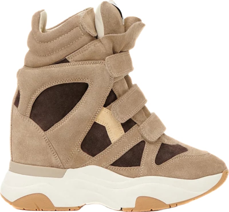 Brown High-Top Suede Wide Strap Sneakers