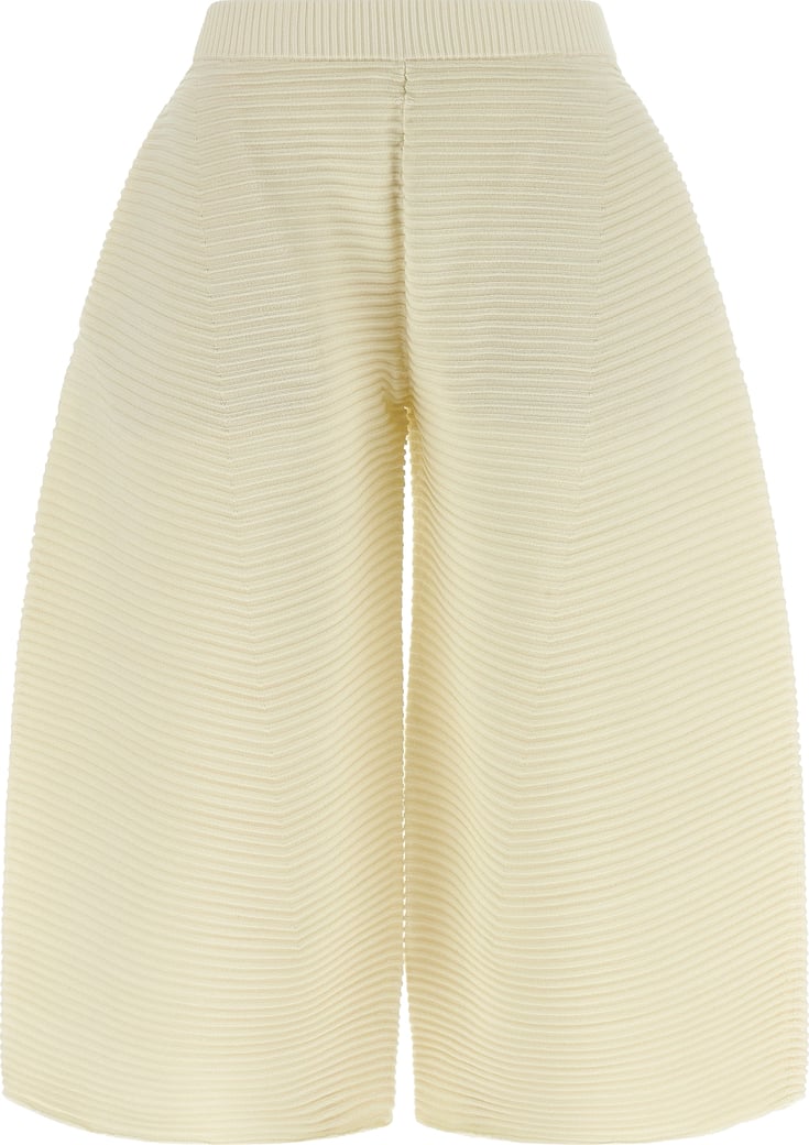 Issey Miyake White Polyester Cropped Pants