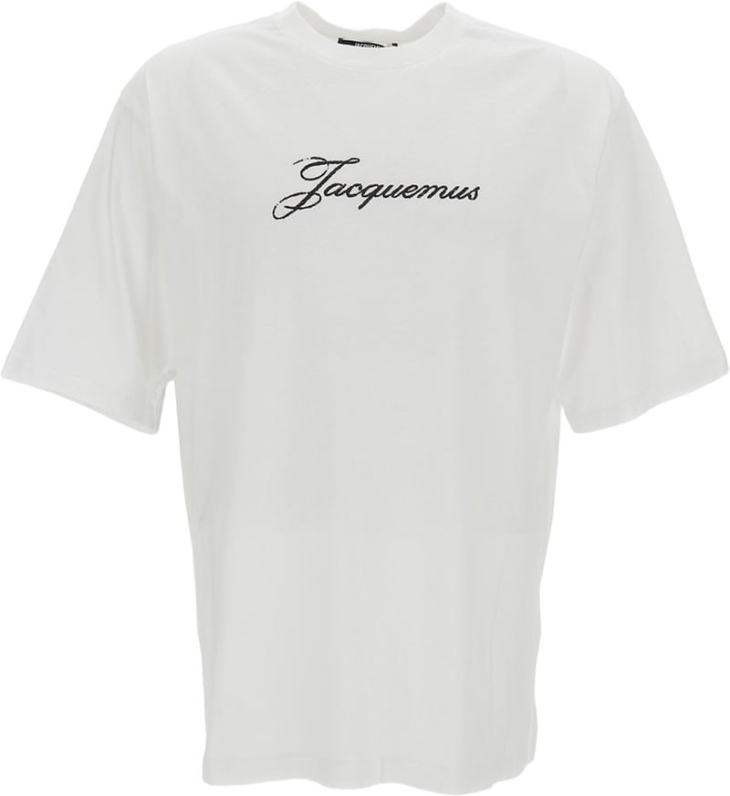 Minimalist Crew Neck White T-Shirt With Logo Detail