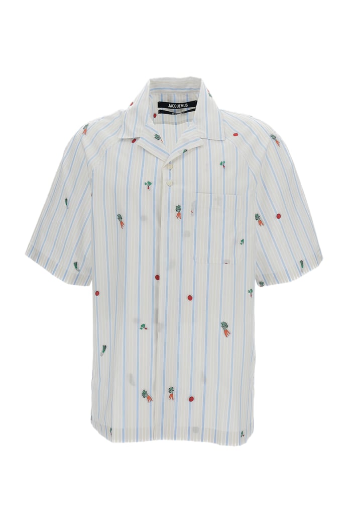 Striped Cotton Jacquard Bowling Shirt