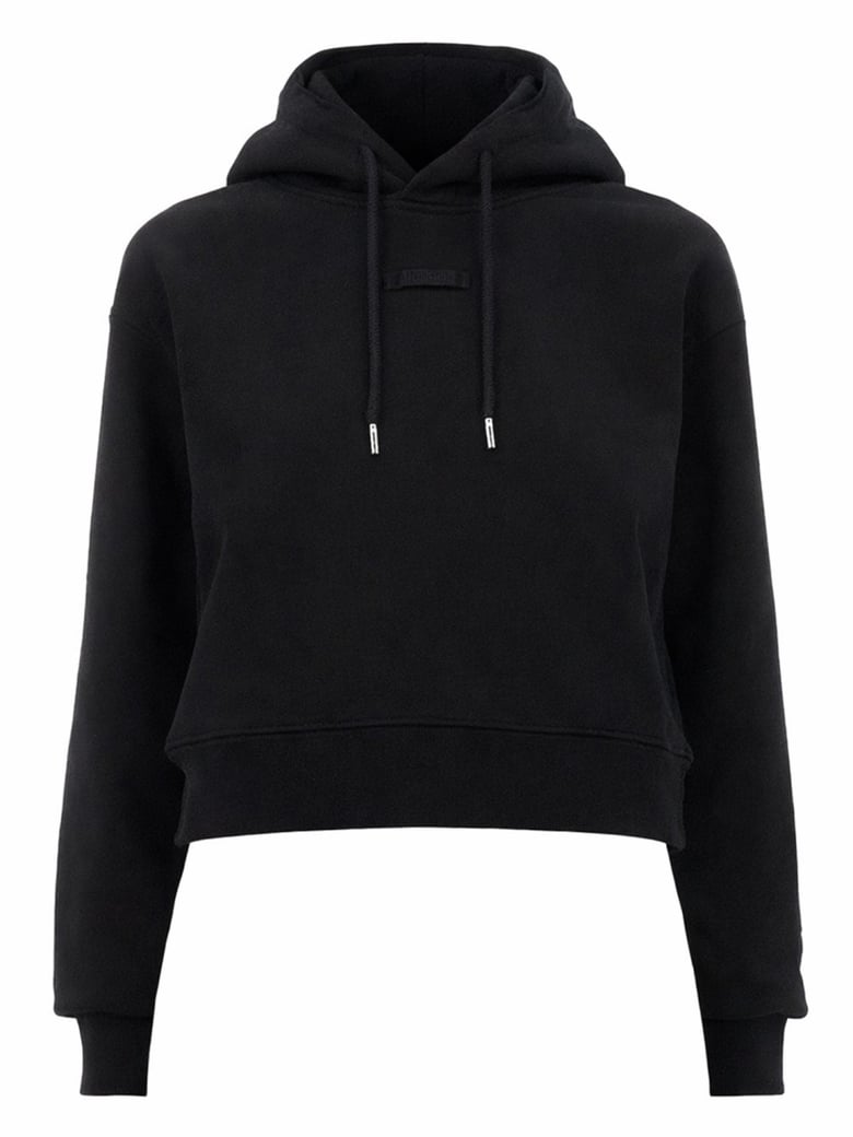 Grosgrain Black Cropped Minimalist Hoodie