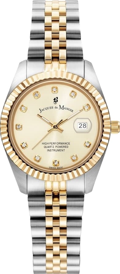Jaques du Manoir JWL01201 horrloge dames staal 31 mm bi color met champagne wijzerplaat