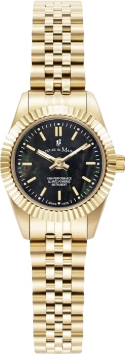 Jacques du Manoir Horloge JWL05104 Inspiration Staal met Geelgouden Plating Quartz Swiss Made met Zwarte Wijzerplaat 22mm