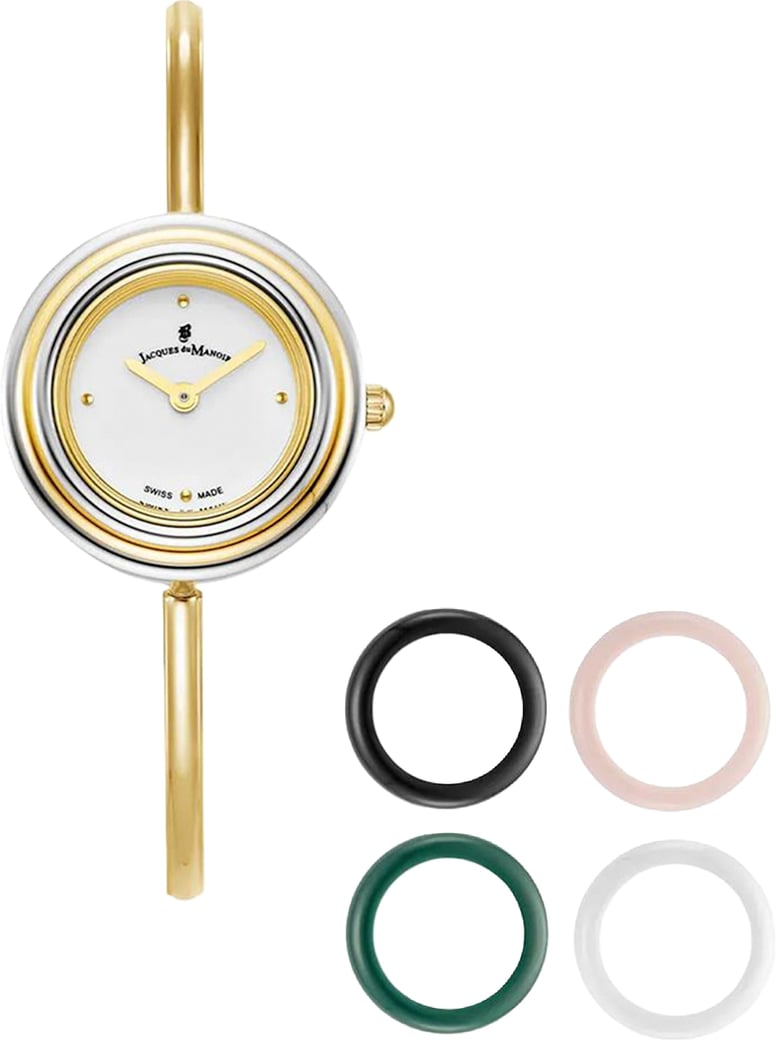 Jacques Du Manoir JWL05401 Aurora Horloge Staal Goudkleurig met witte wijzerplaat maat 26 mm met 4 verschillende ringen