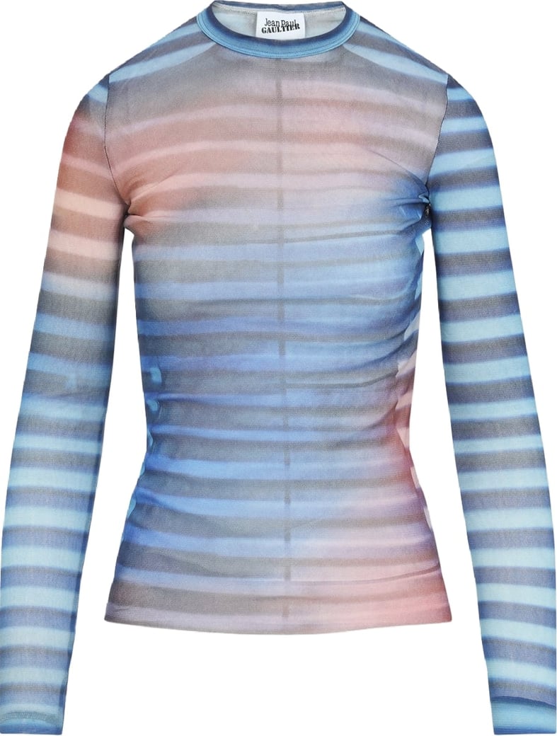 Jean Paul Gaultier Mesh Printed "Air" Long Sleeves Top