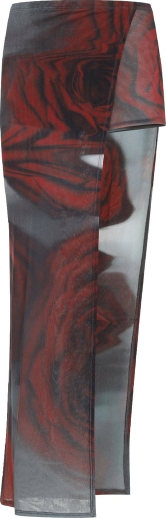 Jean Paul Gaultier Blurry Roses Asymmetric Midi Skirt