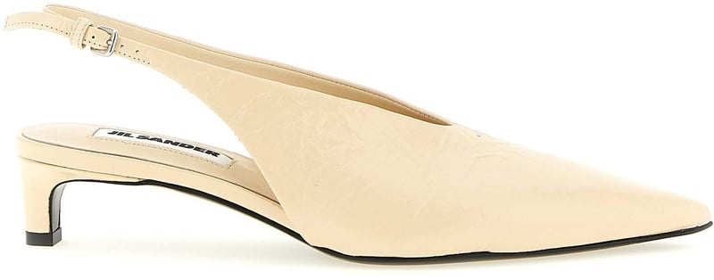 Jil Sander Beige Calfskin Mid Heel Pumps