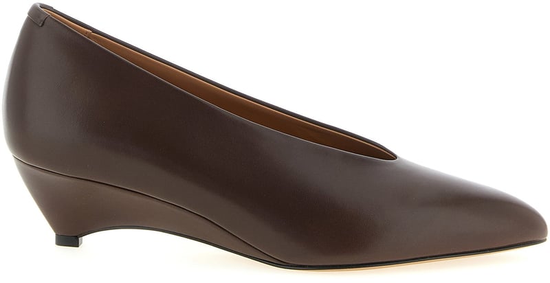 Jil Sander Brown Calfskin Mid Heel Pumps