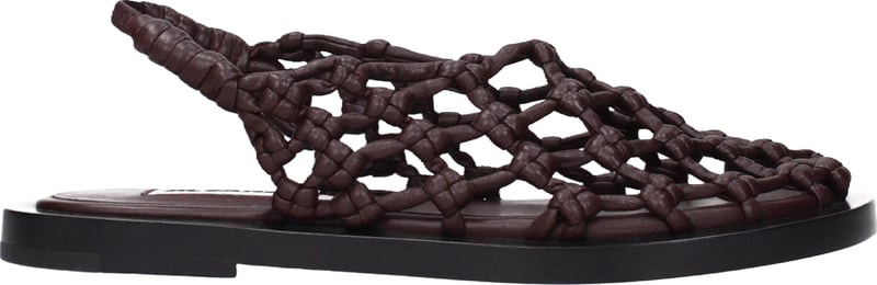 Jil Sander Brown Leather Flat Sandals